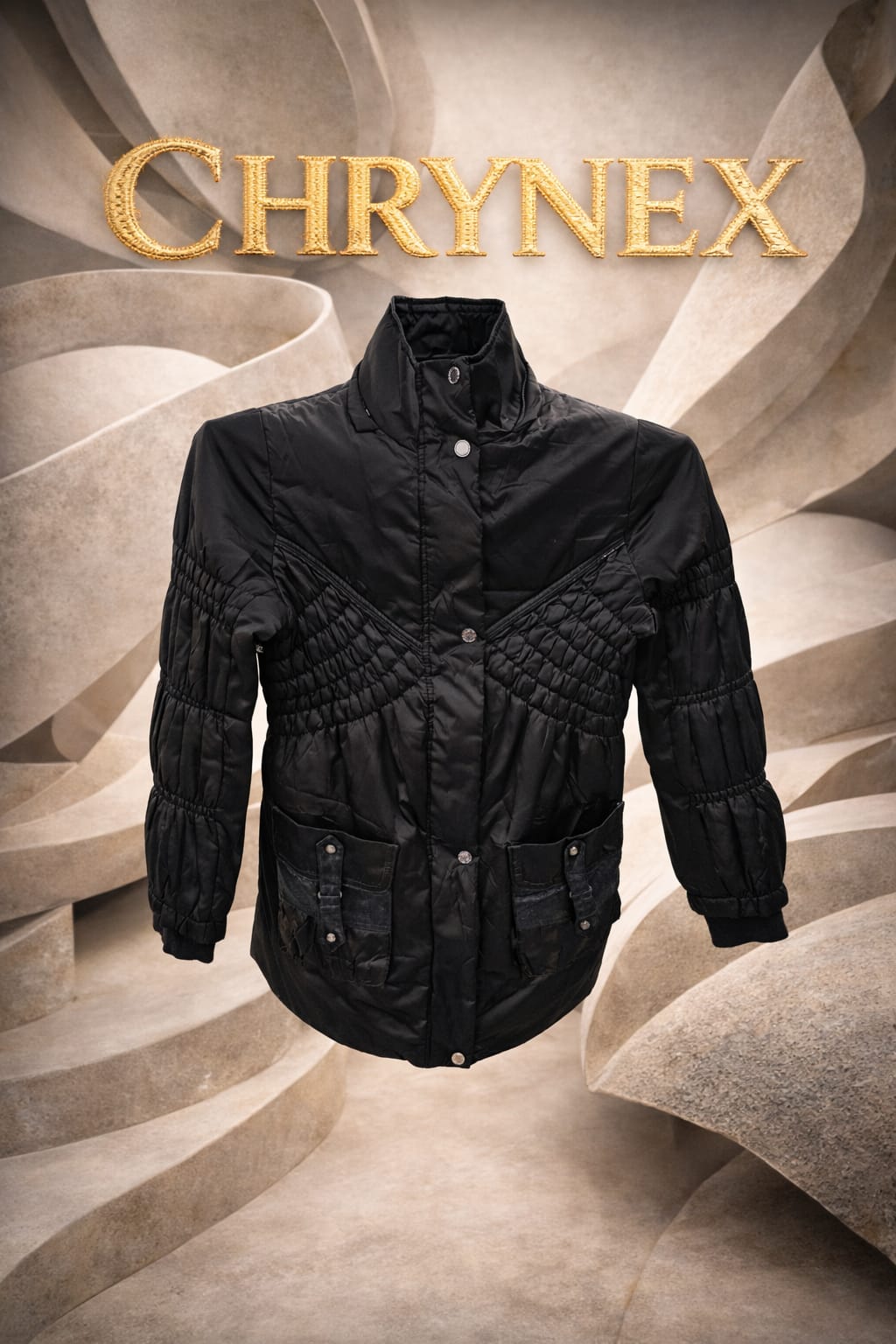 Classy black long jacket with cool buttoned pockets