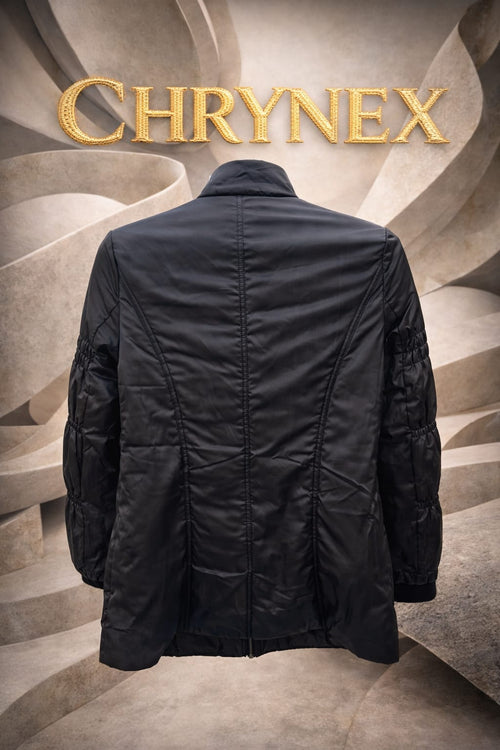 Classy black long jacket with cool buttoned pockets